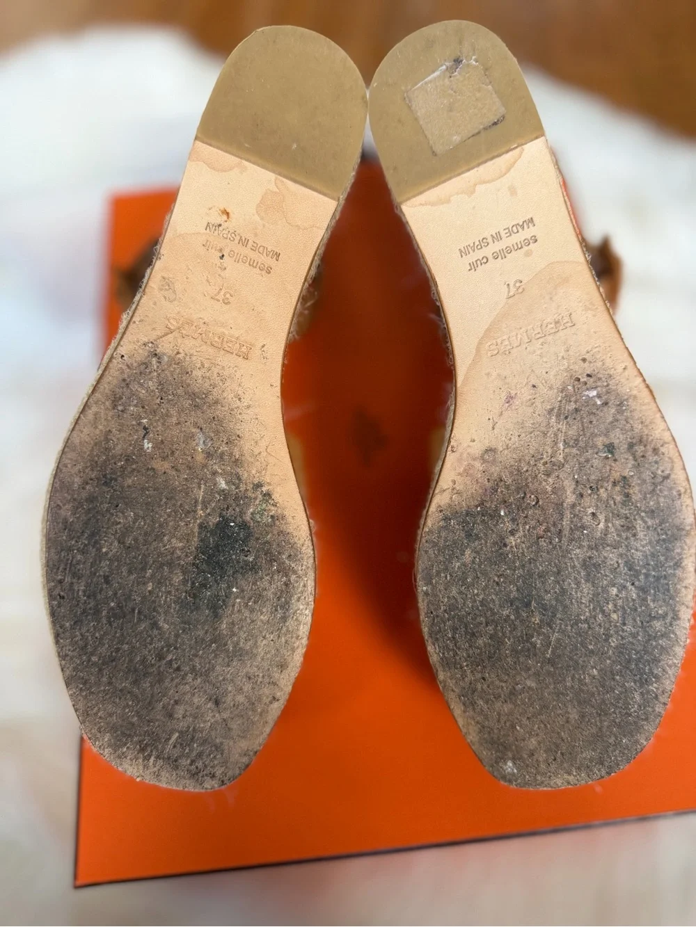 Hermes suede worn